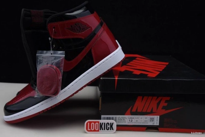 Cheap MAX Bred 555088-063 Air Jordan 1 Patent High OG 0629